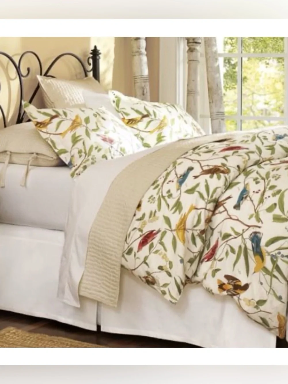 Pottery Barn Spring Sparrows Twin Duvet Cover organic cotton